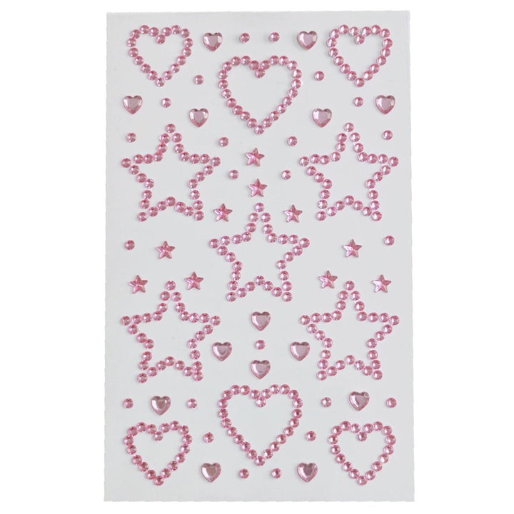 SOHO Hearts &amp; Stars Adhesive Facial Rhinestones for face, makeup, nails, body, crafts - Pink - Fashiongirl