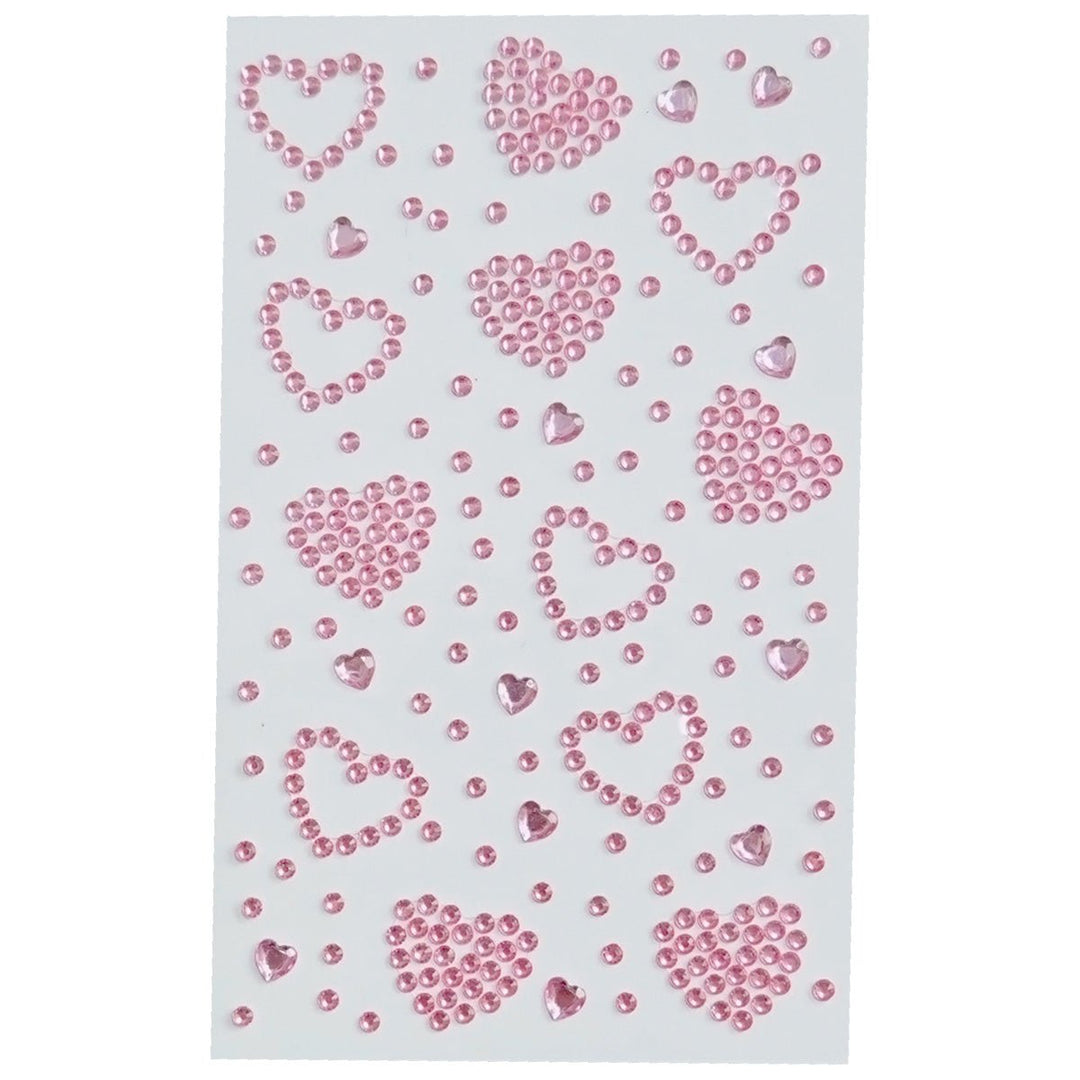 SOHO Hearts Self Adhesive Facial Rhinestones for face, makeup, nails, body, crafts - Pink - Fashiongirl