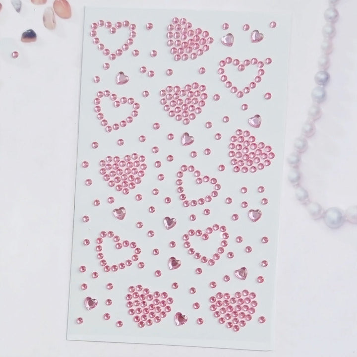 SOHO Hearts Self Adhesive Facial Rhinestones for face, makeup, nails, body, crafts - Pink - Fashiongirl