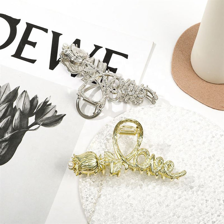 SOHO Love Metal Hair Claw - Silver - Hair Accessories