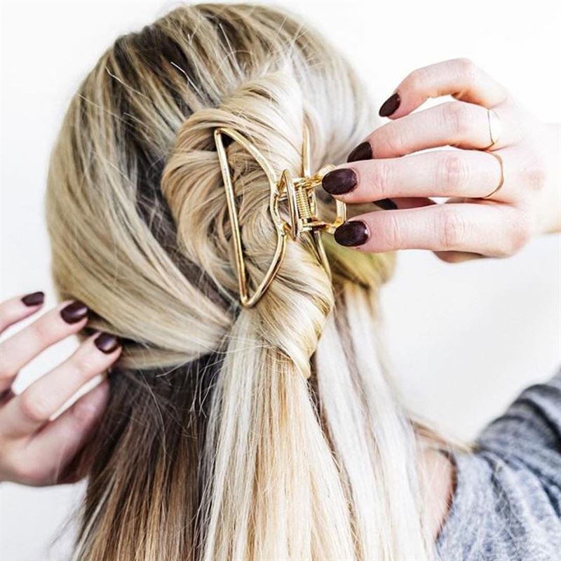 SOHO Tori Small Metal Hair Claw - Gold - Hair Accessories