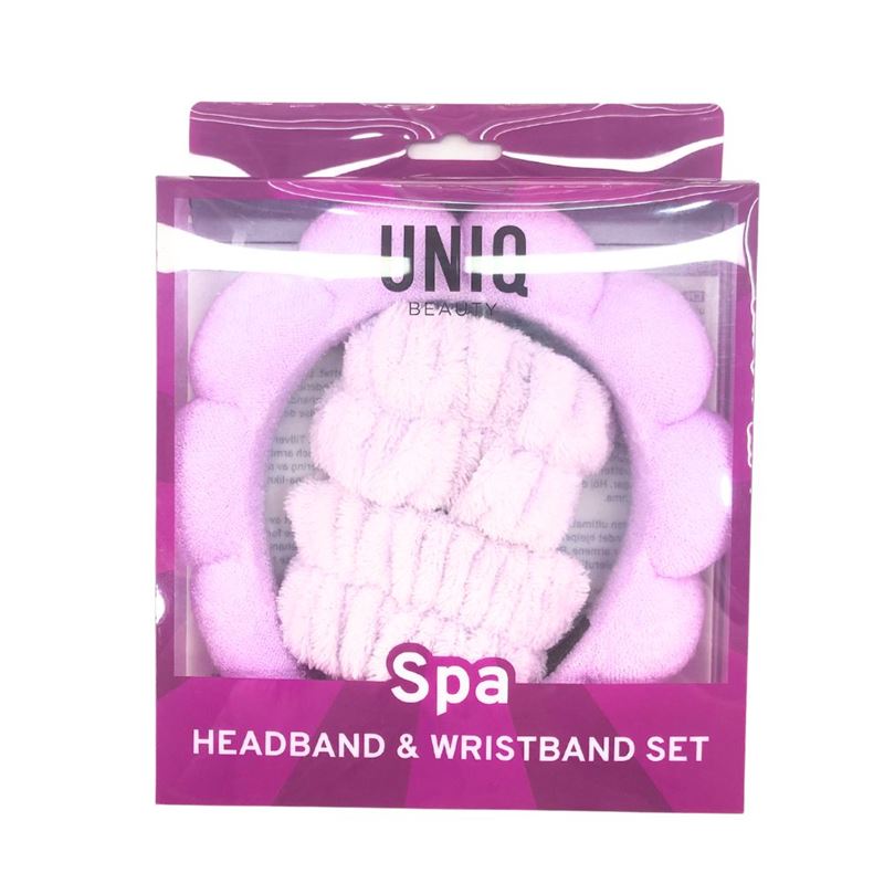Spa Headband and Microfibre Wristband - Pink - Hair Accessories