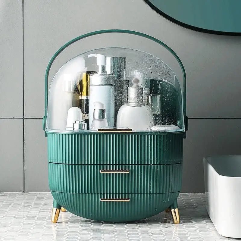 UNIQ Retro Makeup Box Organiser - Dark Mint / Dark Green - Organiser