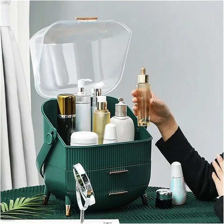 UNIQ Retro Makeup Box Organiser - Dark Mint / Dark Green - Organiser