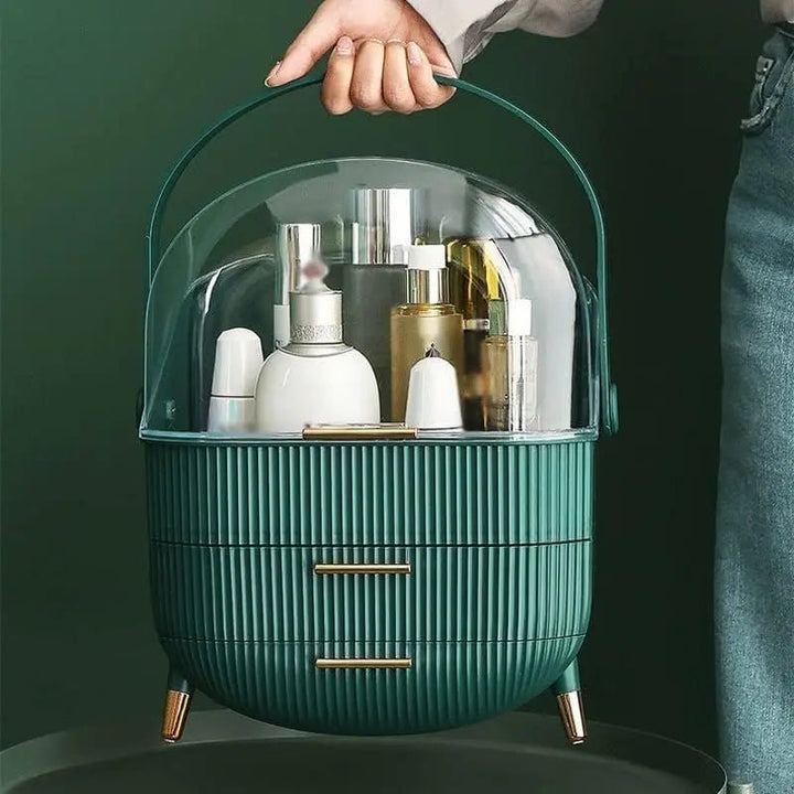 UNIQ Retro Makeup Box Organiser - Dark Mint / Dark Green - Organiser