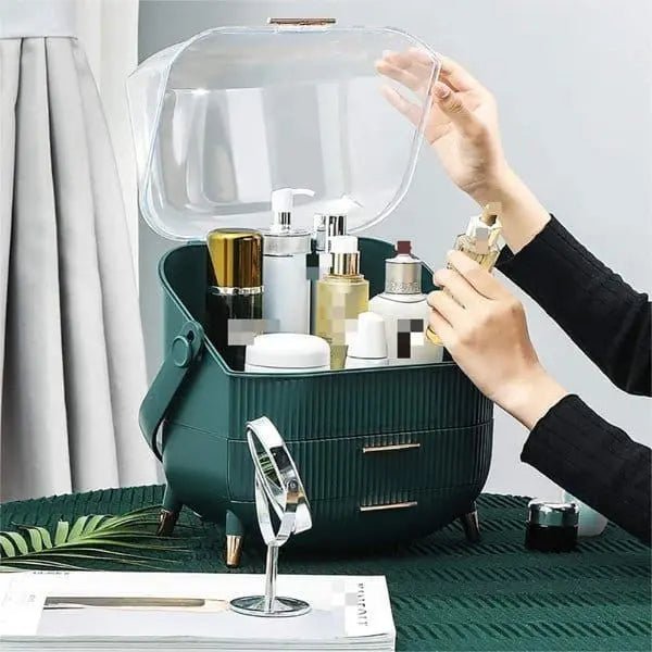 UNIQ Retro Makeup Box Organiser - Dark Mint / Dark Green - Organiser